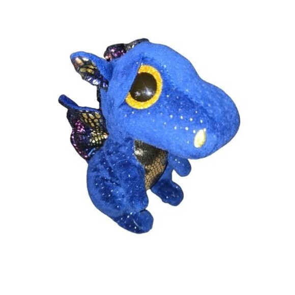 Ty Beanie Boo Saffire Blue Dragon Plush 5.5" Stuffed Animal Sparkly Collectible - Picture 1 of 6